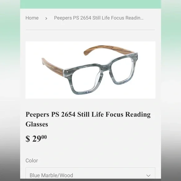NWT Peepers Still Life Readers 2.25 Chunky Rounded Square Frame Grey Blue Wood - Picture 3 of 13